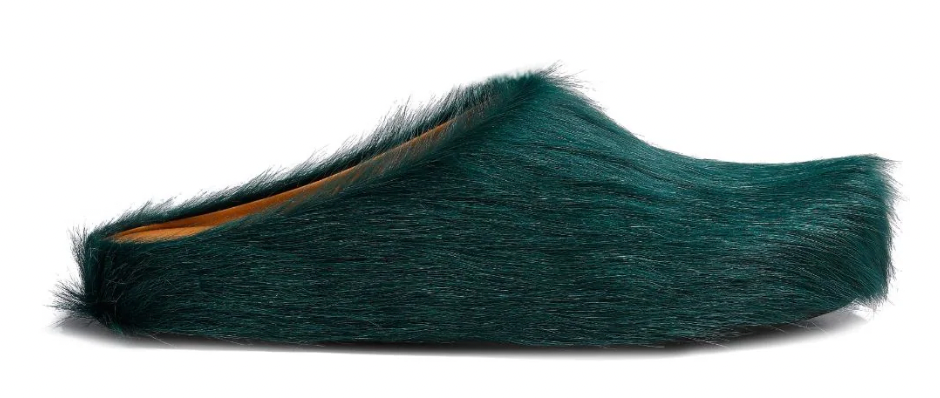Marni 'Green' Long Hair Sabot Slippers