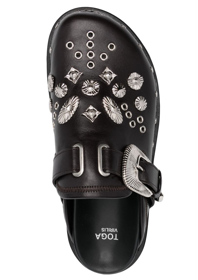 Toga Virilis 'Studded Boot' Dark Brown Leather Slippers