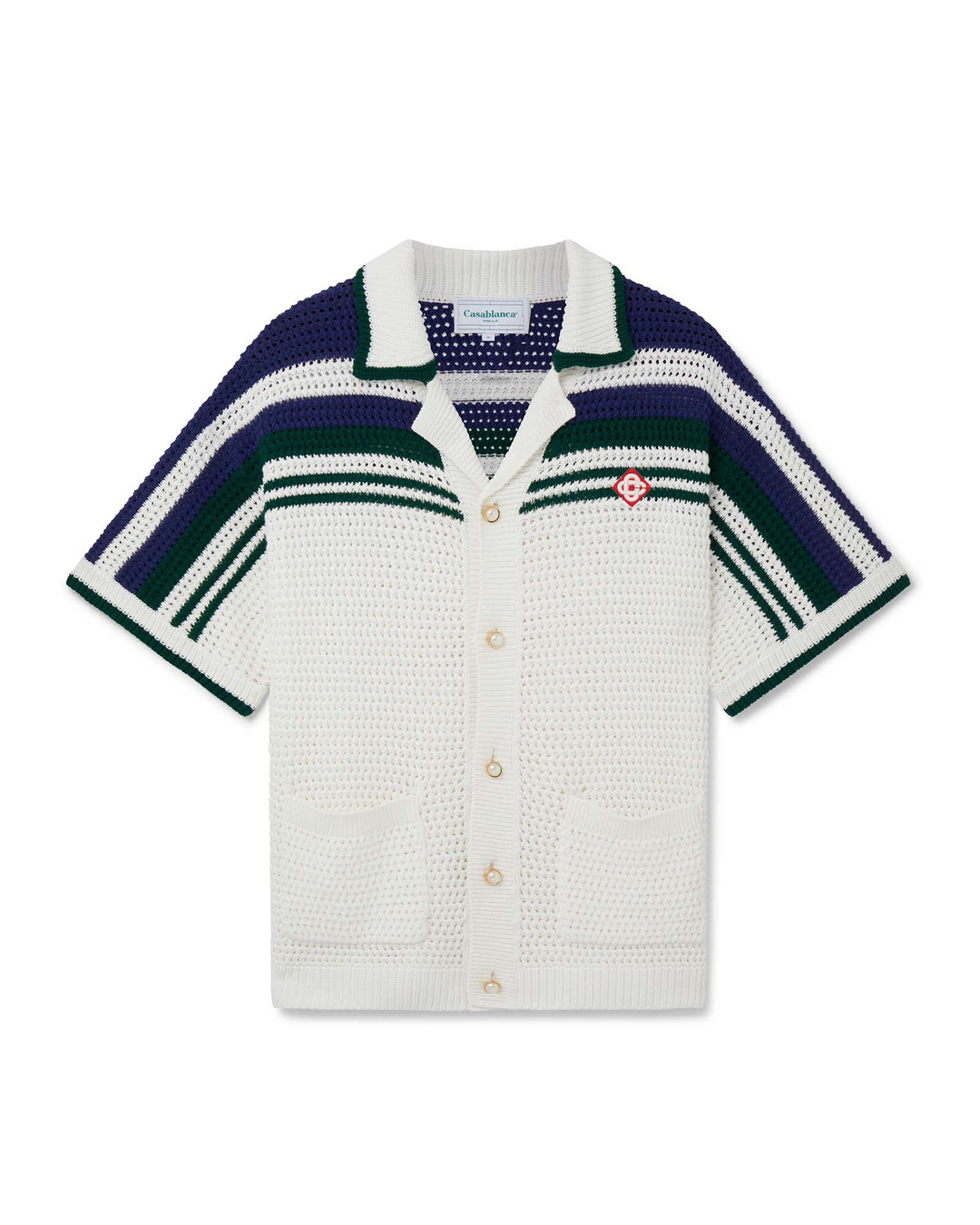 Casablanca 'Green Stripe' Knit Button Shirt