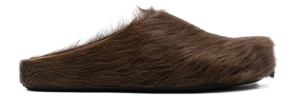 Marni 'Cacao' Long Hair Sabot Slippers