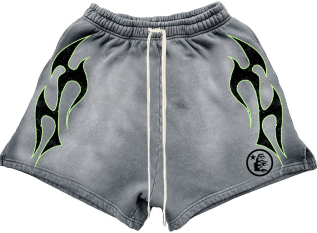 Hellstar Green Flame Shorts