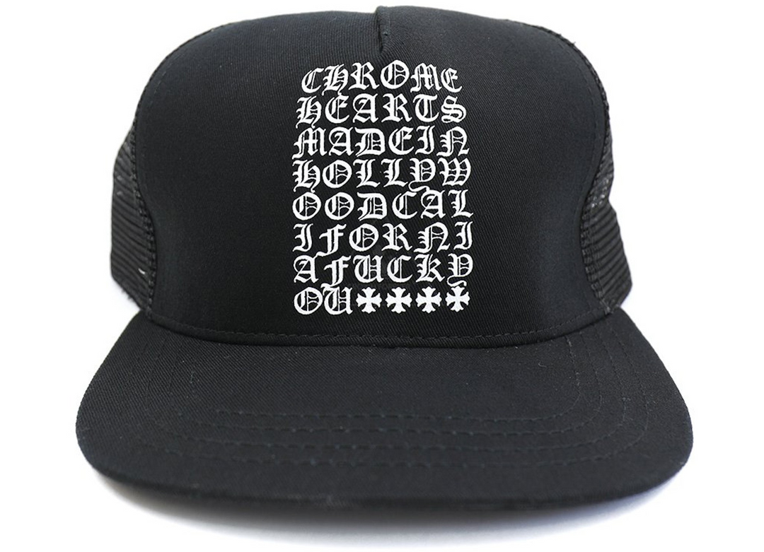 Chrome Hearts 'Eye Chart' Black Trucker Hat