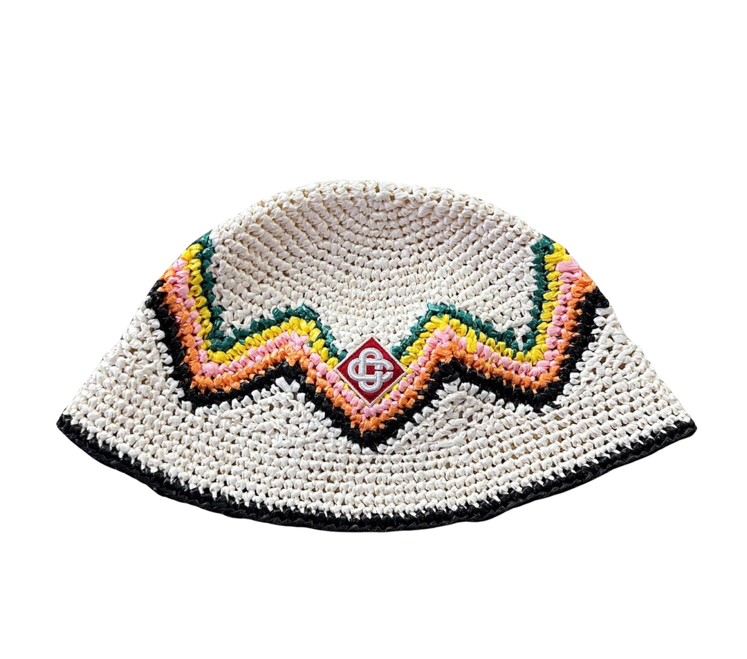 Casablanca 'Chevron' Raffia Crochet Hat