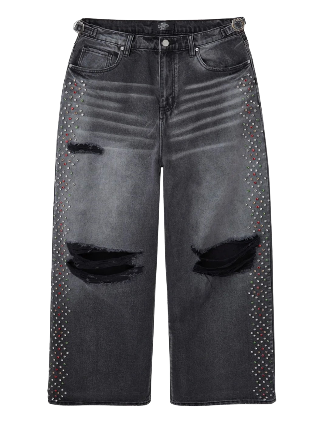 【THEAIRTOWN】Cubic Glitter Lettering Denim Pants ★S/M Zara ZW Collection Bootcut High Waist Rhinestone Sparkly