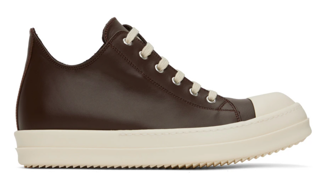 Rick Owens 'Brown' Low Leather Sneakers