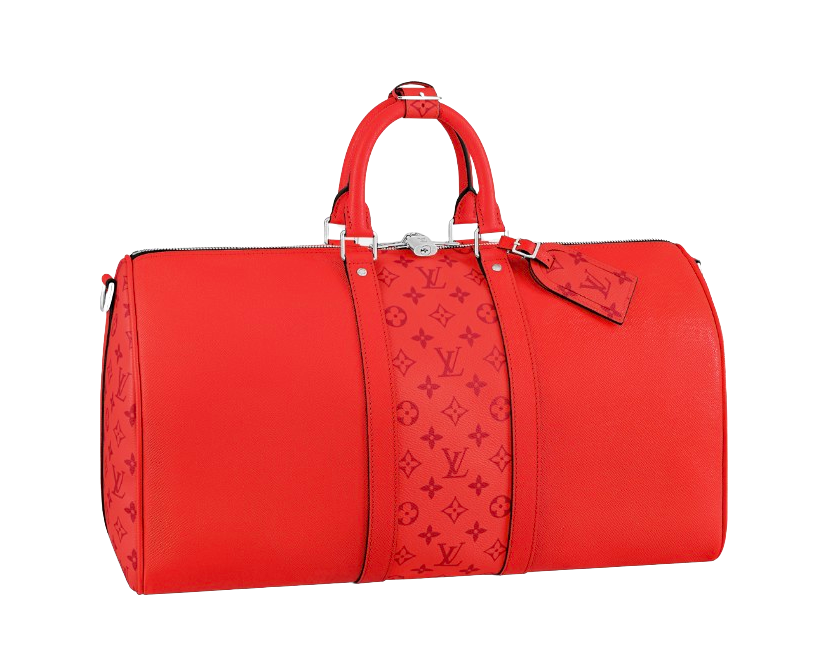 Louis Vuitton 'Keepall Bandouliere 50' Taiga Red Leather