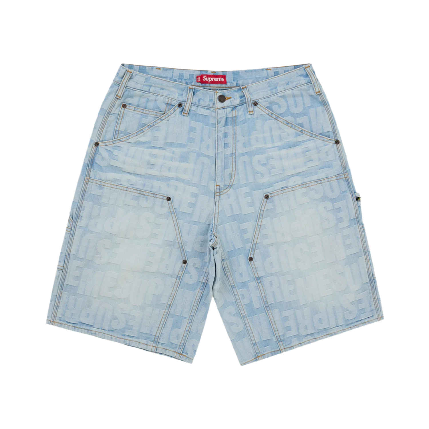 Supreme Repeat Jacquard Double Knee Denim Short Light Washed