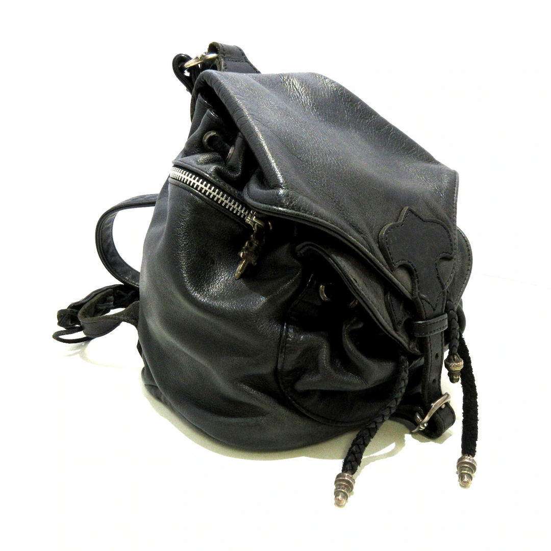 Chrome Hearts 'Fleur De Lis' Black Leather Flap Backpack