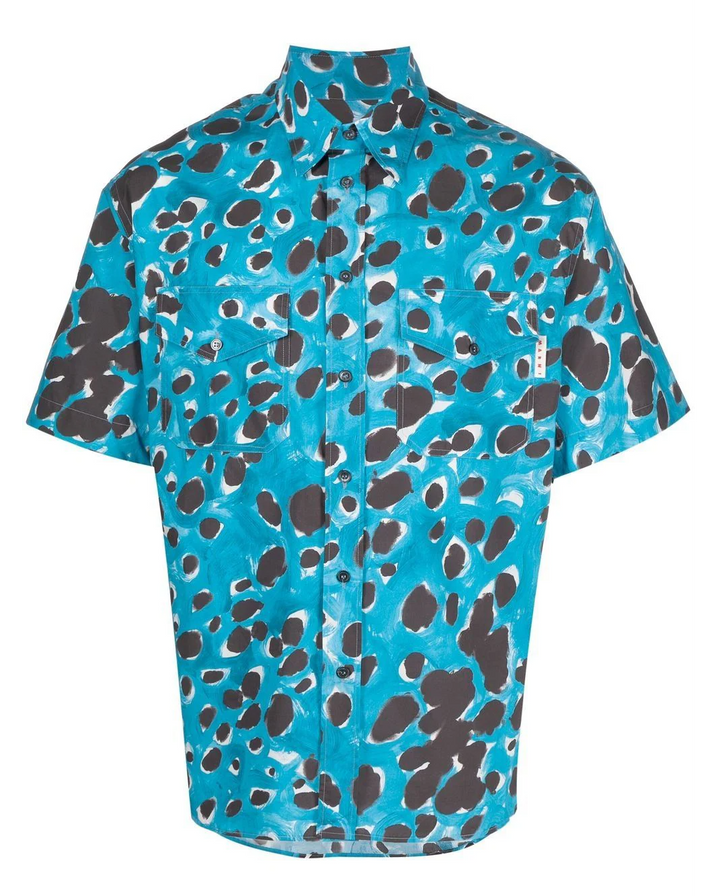 Marni 'Paint Dots' Blue Button Shirt