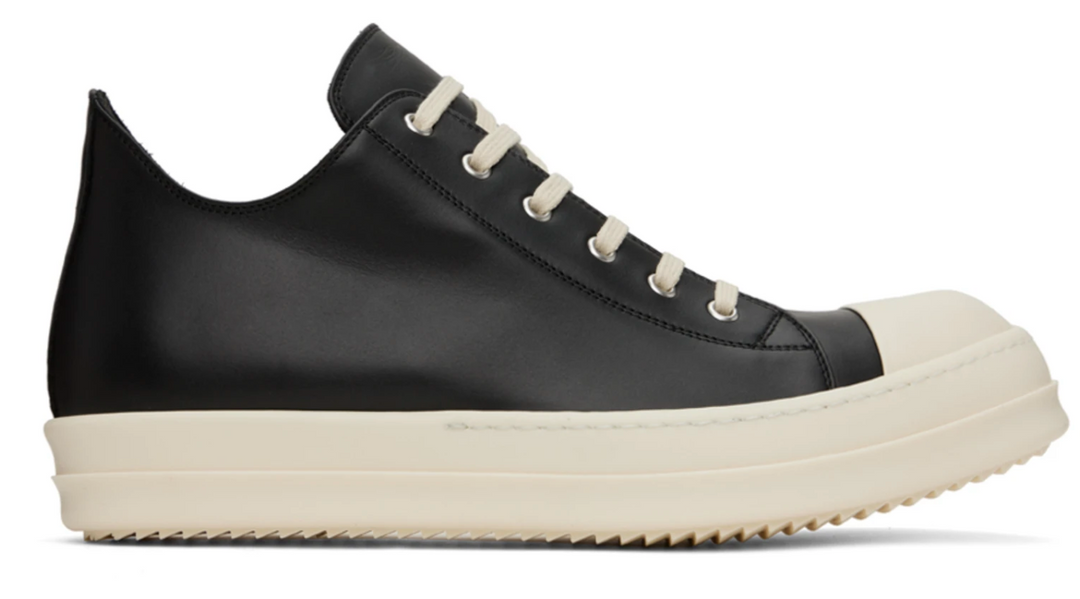 Rick Owens 'Black' Low Leather Sneakers