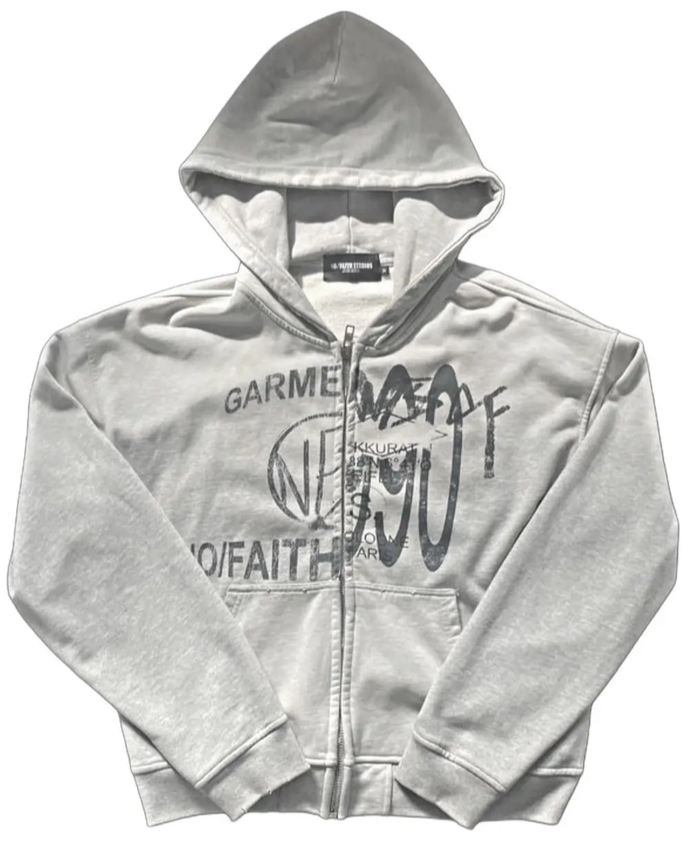 No faith studios hoodie パーカー No Faith Studios 'Grey' Zip Up Hoodie – Showroom LA