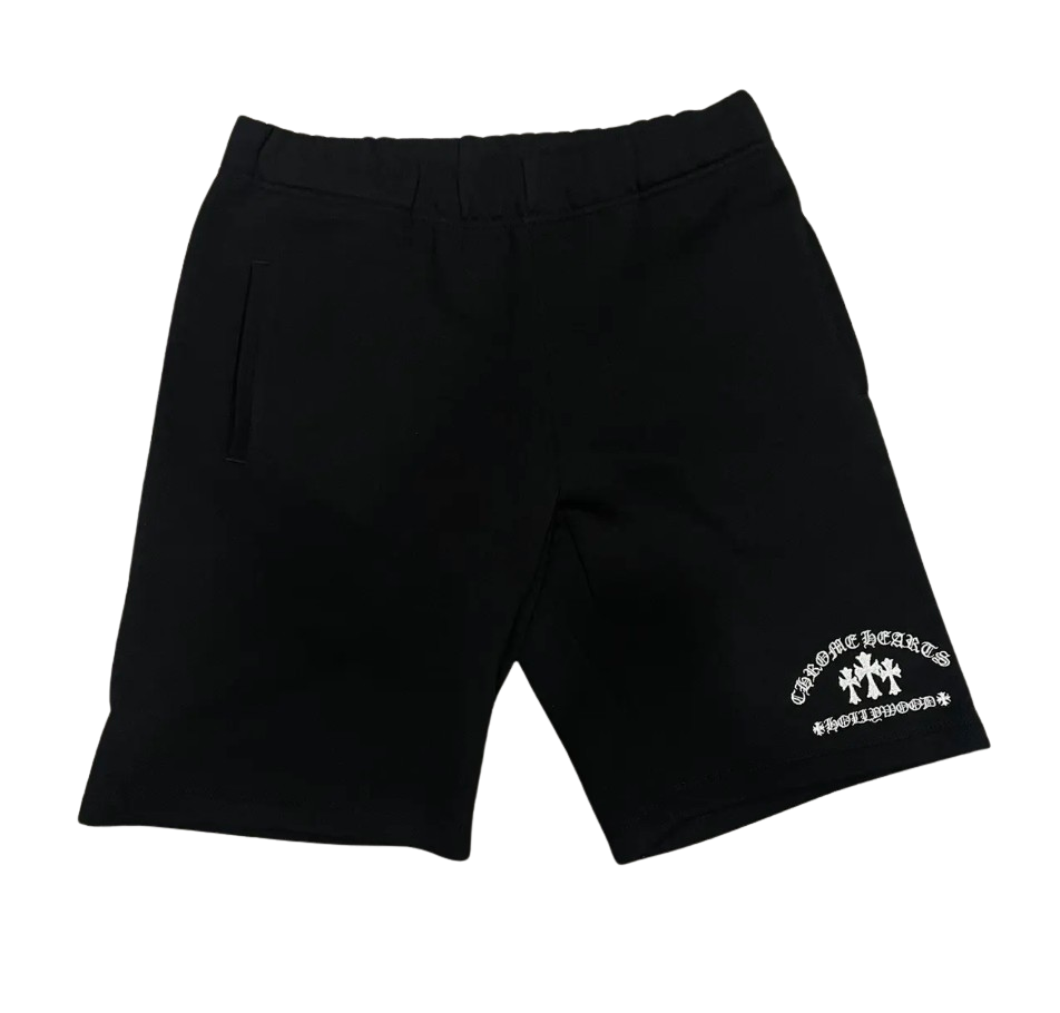 Chrome Hearts 'Triple Cross' Embroidered Black Sweat Shorts