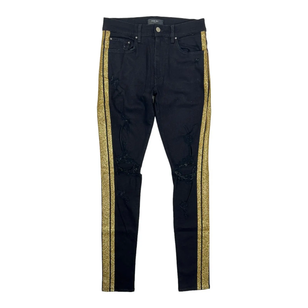 Amiri 'Gold' Glitter Track Jeans
