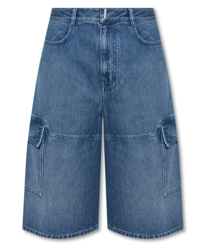 Givenchy 'Multicutted' Denim Cargo Shorts