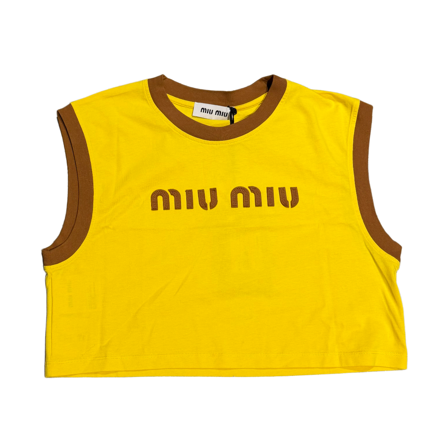 Miu Miu 'Stitched Logo' Yellow Womens Crop Tank – Showroom LA