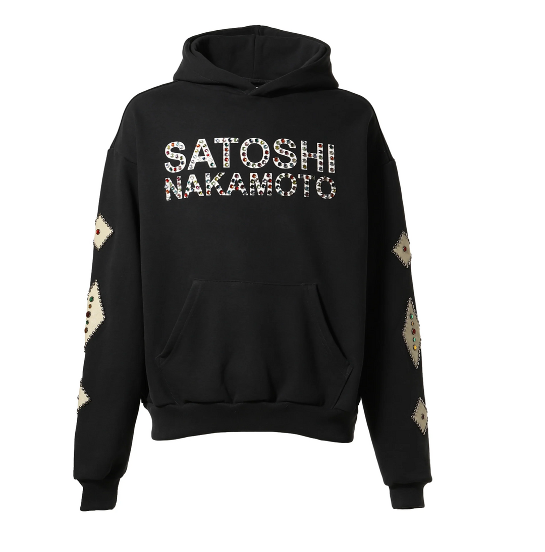 Satoshi Nakamoto 'Studded Logo' Black Hoodie