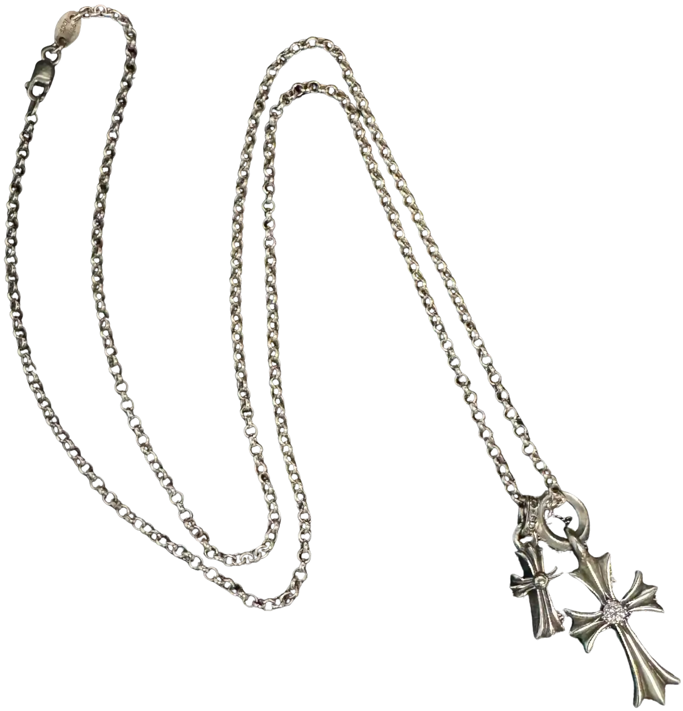 [Chrome Hearts]★Silver Vine Heart Cross Pendant Chrome Hearts Silver Vine Heart Necklace Charm - SRM