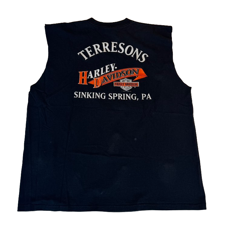 Harley Davidson 'Take Hold Of The Thunder' Vintage Black Cutoff