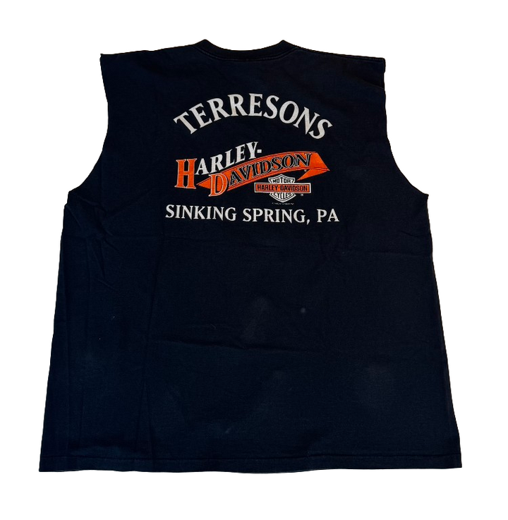 Harley Davidson 'Take Hold Of The Thunder' Vintage Black Cutoff