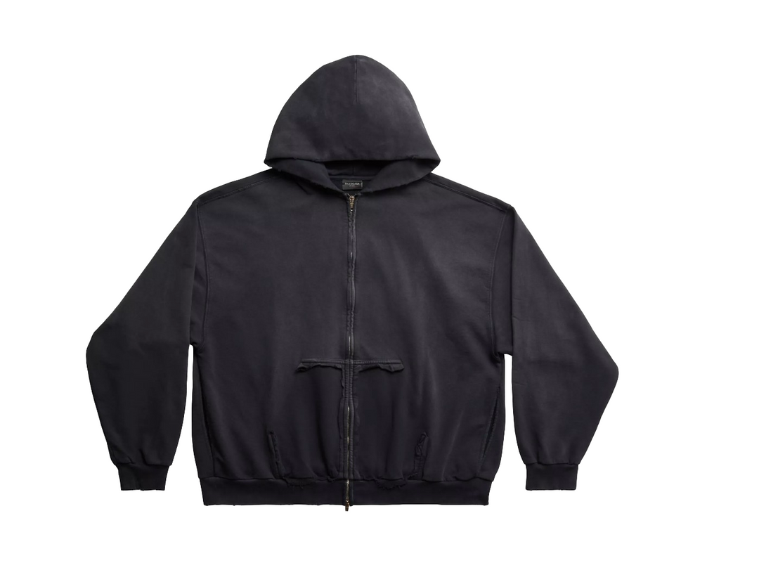 Balenciaga 'Tape Logo' Ripped Pocket Zip-Up