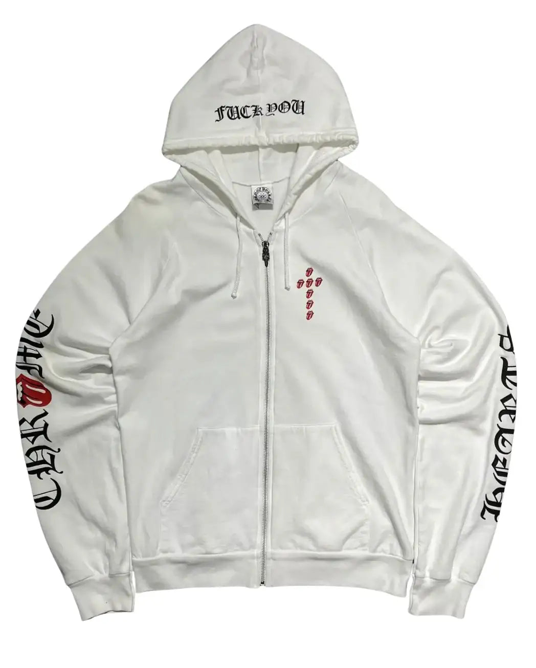 Chrome Hearts 'Rolling Stone' Cross White Zip-Up