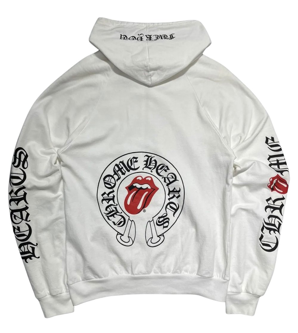Chrome Hearts 'Rolling Stone' Cross White Zip-Up