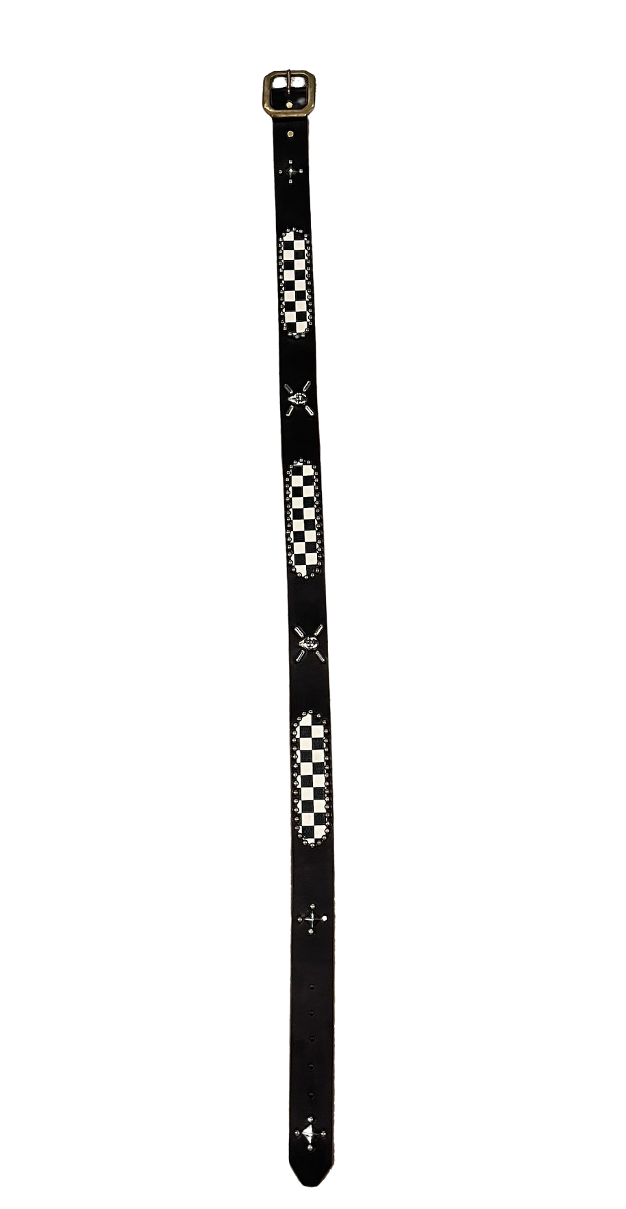 Studded ' Checkers and Skulls' Black Belt