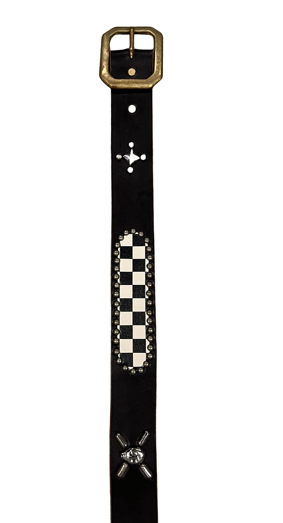 Studded ' Checkers and Skulls' Black Belt