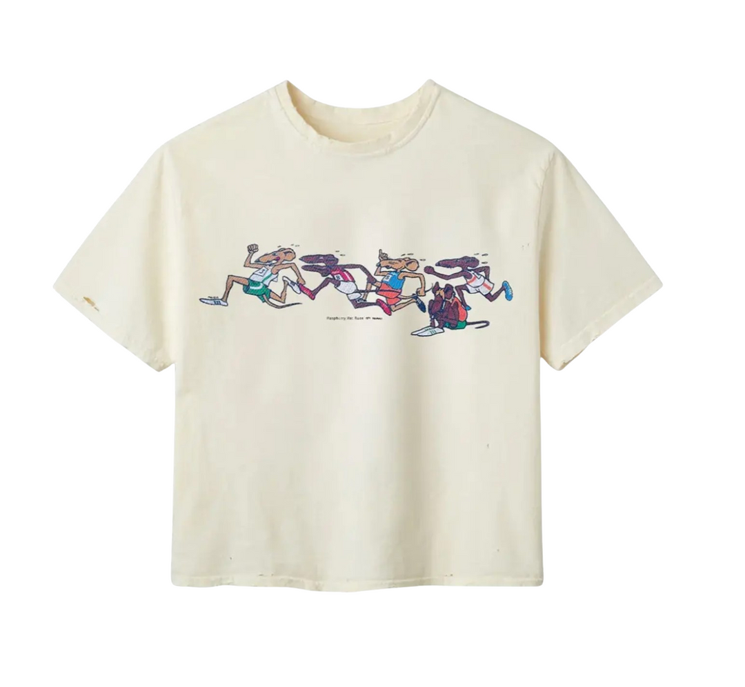 Gold+Vintage Gallery Raspberry Hills 'Rat Race' Cream Tee