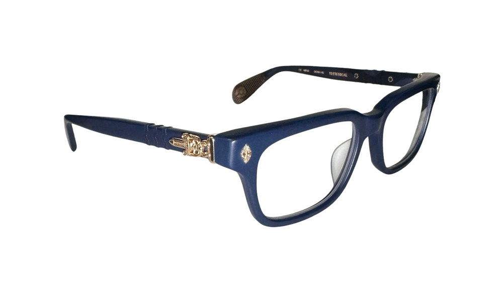 Chrome Hearts 'Testerical' Matte Navy Blue/Gold Glasses