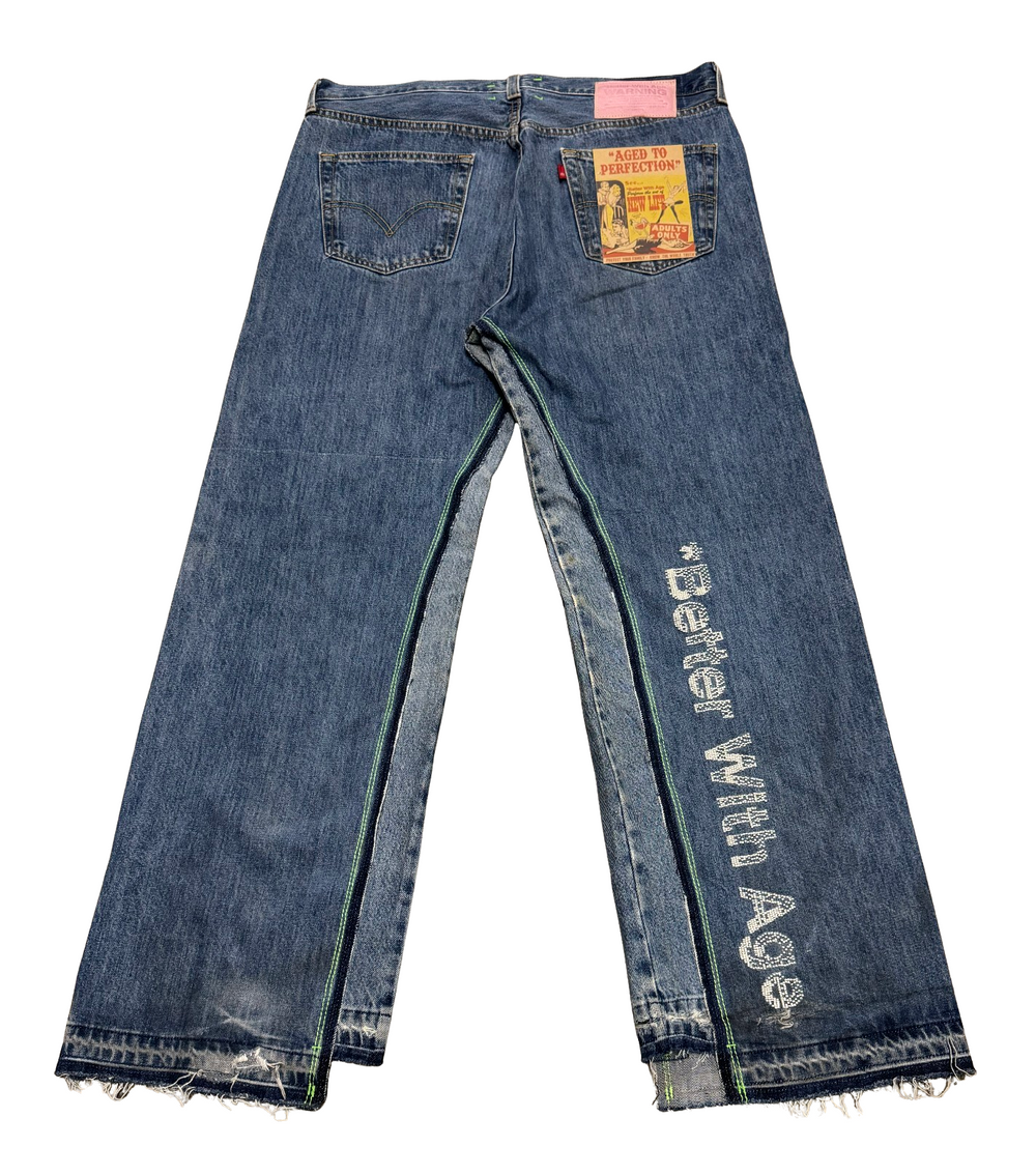 *Better With Age 'Sham' Hand-Beaded Double Wide Jeans