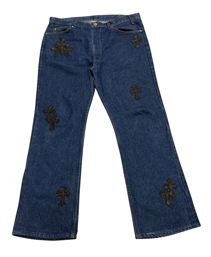 Chrome Hearts '20 Patch' Dark Wash Blue Jeans