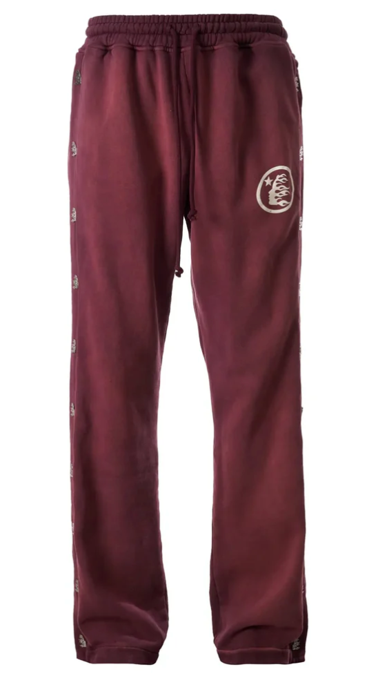 Hellstar Burgundy 'Mirror Face' Sweatpants