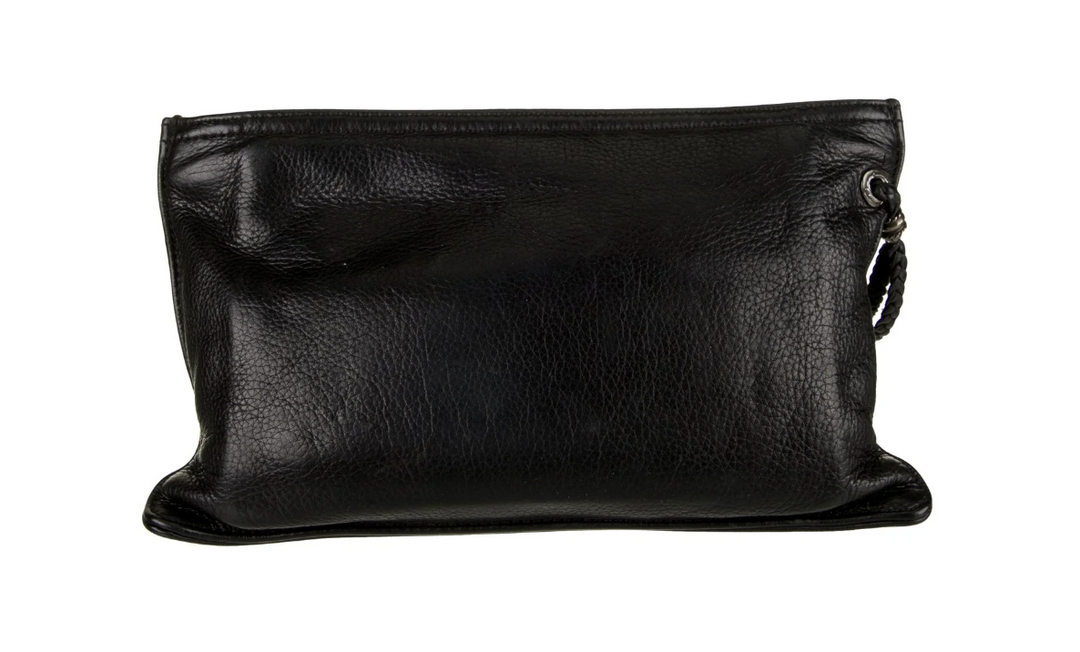 Chrome Hearts Silver Cross Leather Zip Clutch