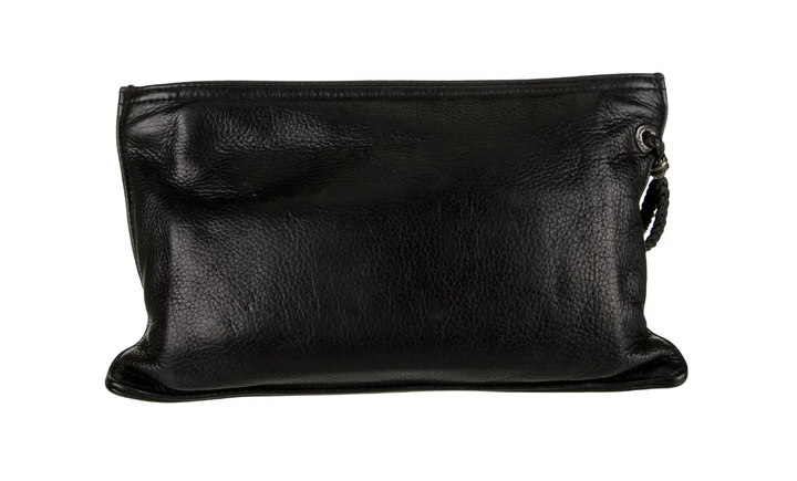 Chrome Hearts Silver Cross Leather Zip Clutch