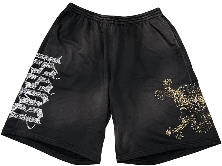 Bossi 'Bronze Skull' Rhinestone Sweatshorts