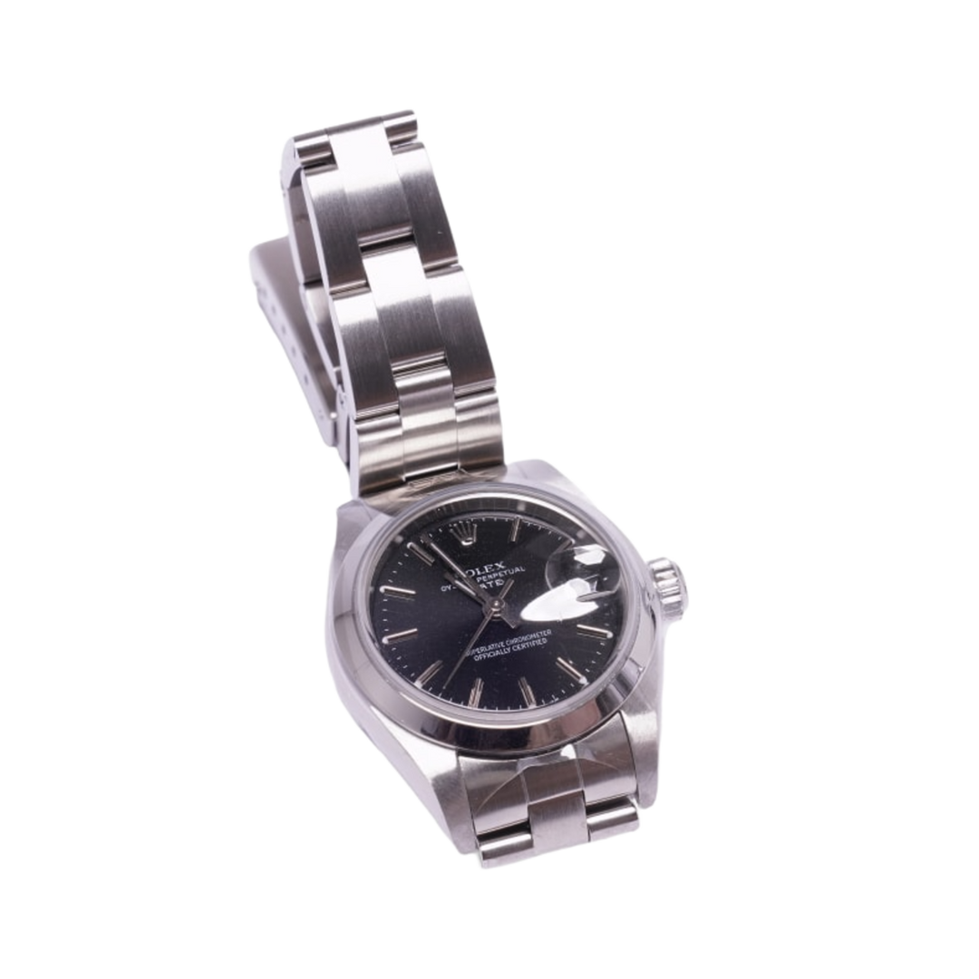 Rolex Datejust 'Black Dial' 26 Smooth Bezel Stainless Steel Oyster Bracelet Ladies Watch 69160