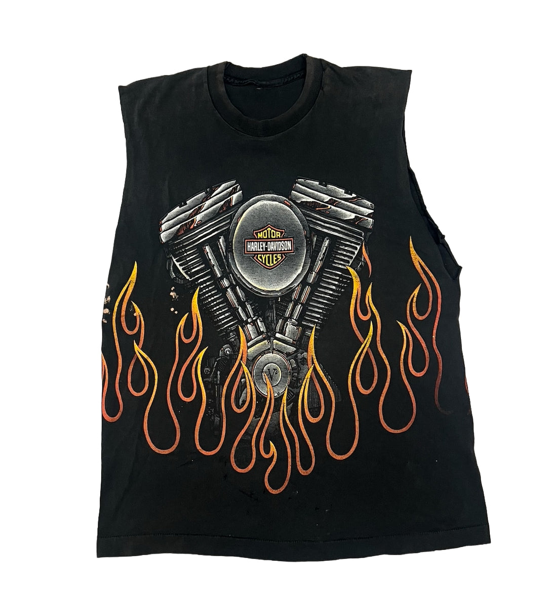 Harley Davidson 'Engine Flame' Vintage Cutoff