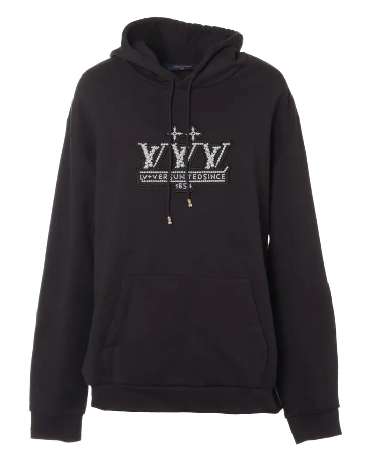 Louis Vuitton 'Pearl Embellished Logo' Black Hoodie