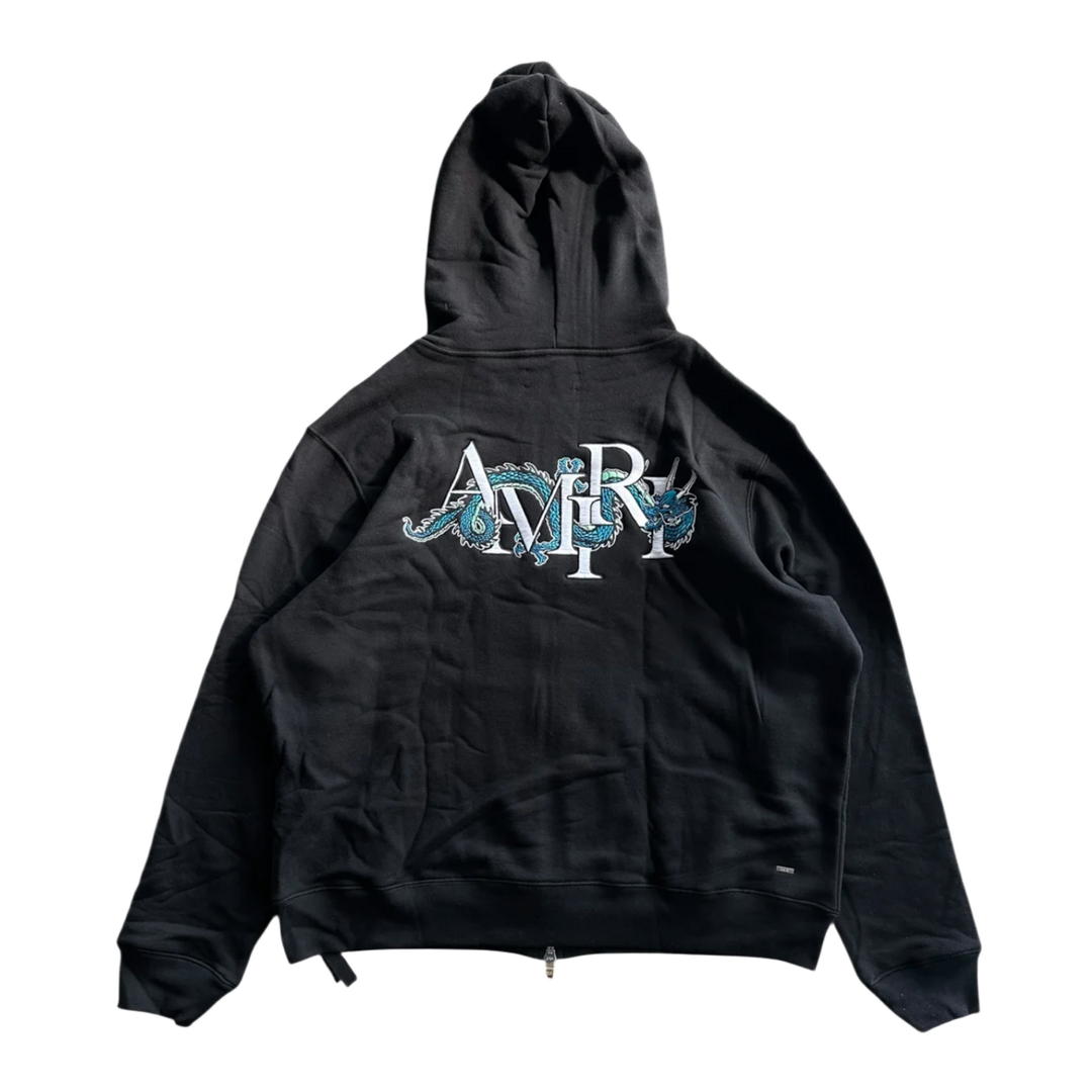 Amiri 'LNY Dragon' Black Zip Up Hoodie