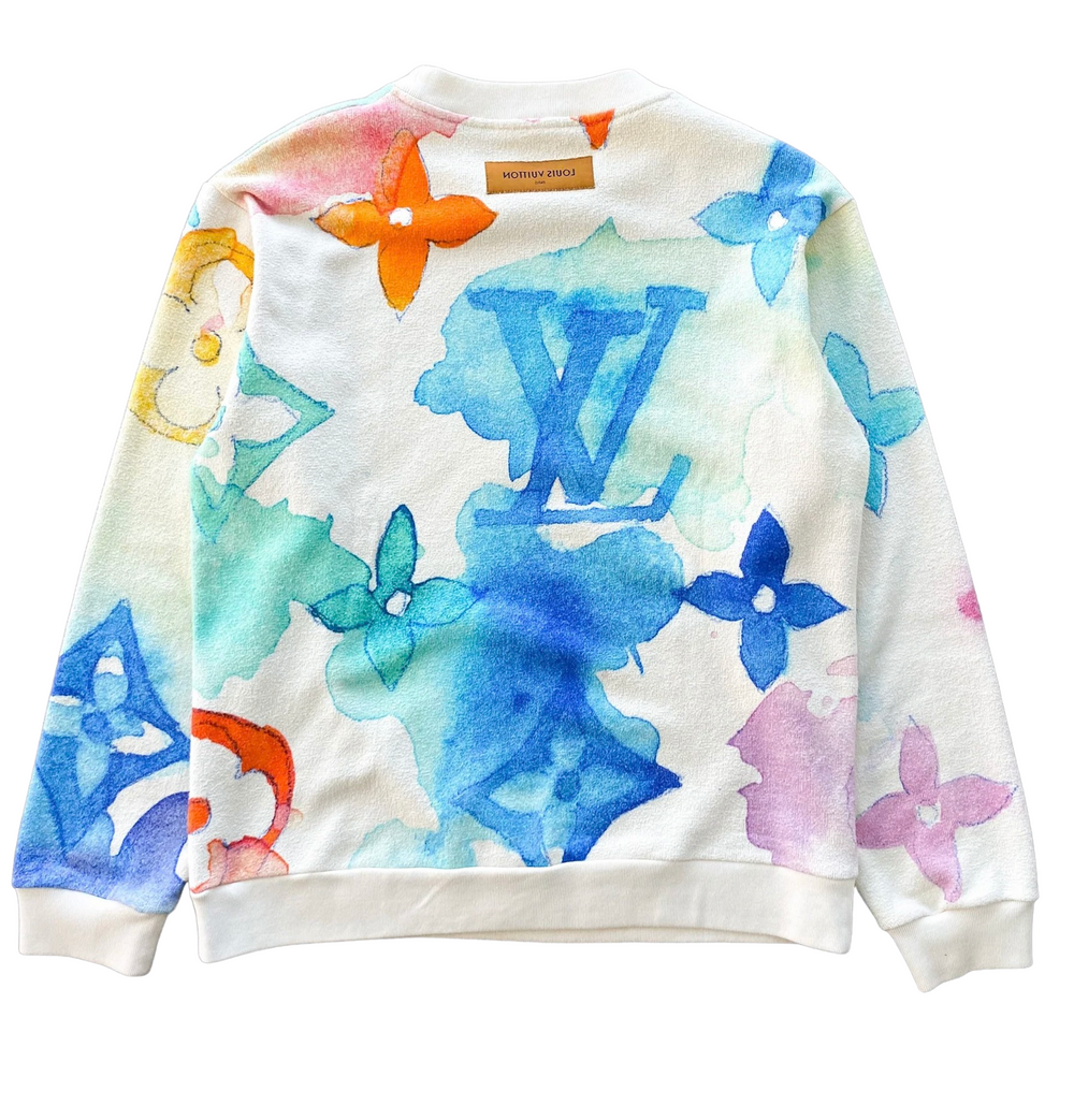 Louis Vuitton Watercolor Giant Monogram Sweatshirt White