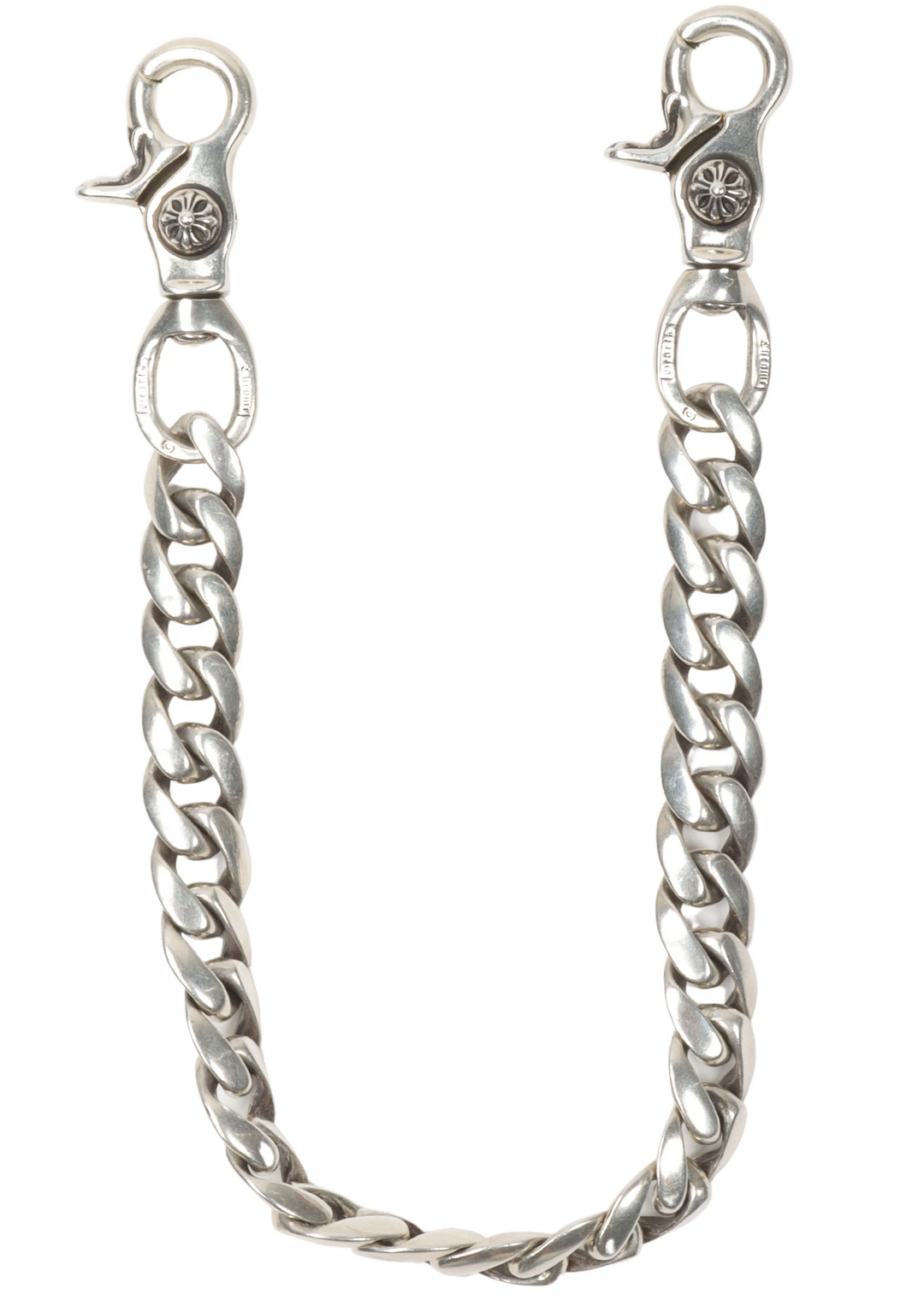 Chrome Hearts 'Cuban Link' 15in Double Clip Silver Wallet Chain