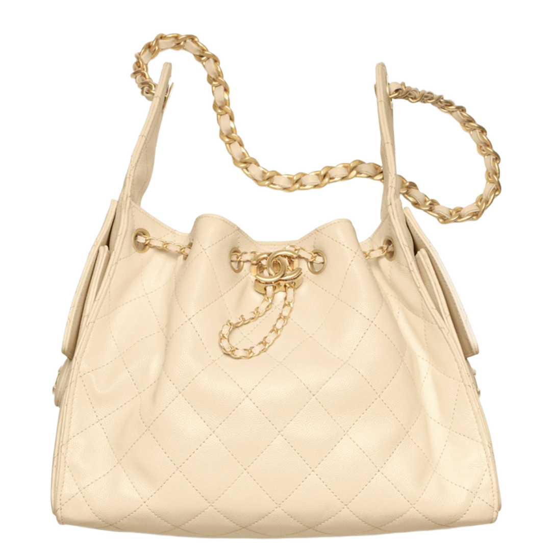 Chanel 'Beige' 25 Small Handbag Grained Calfskin & Gold-Tone Metal