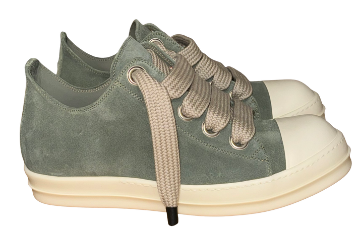 Rick Owens 'Celadon' Jumbo Lace Low Suede Sneakers