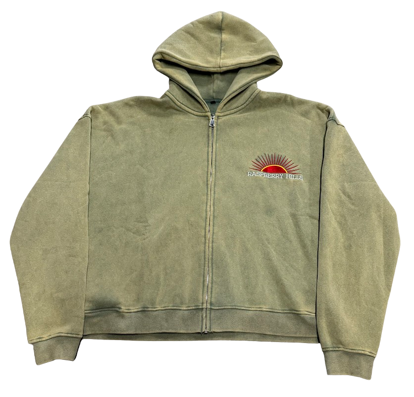 Gold+Vintage Gallery Raspberry Hills 'Casamigos' Olive Zip up Hoodie