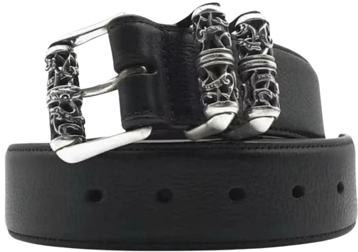 Chrome Hearts 'Double Roller' Black Leather Belt