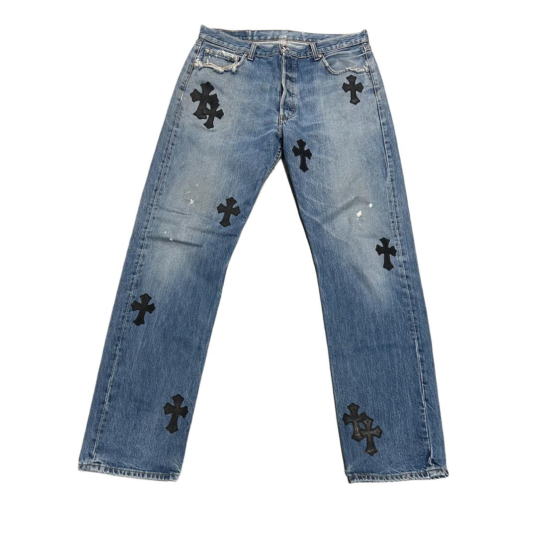 Chrome Hearts '20 Patch' Black Cross Patch Jeans