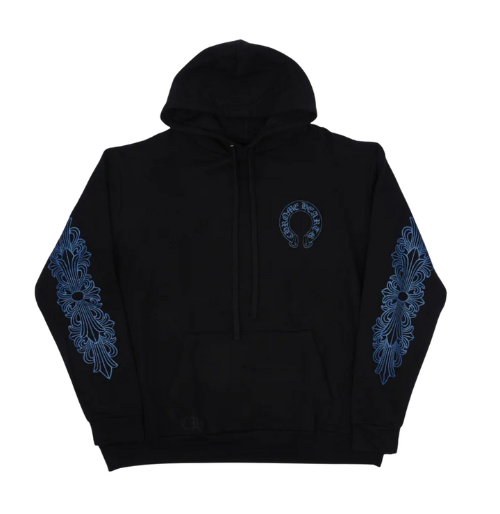 Chrome Hearts Friends and Family 'Blue Glitter' Horseshoe Logo Hoodie