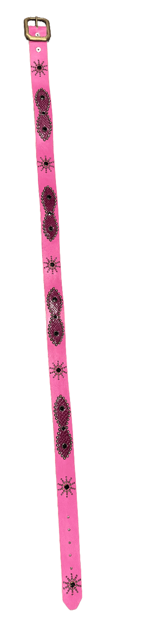 Studded 'Purple Snakeskin/ Sun Gem' Pink Belt