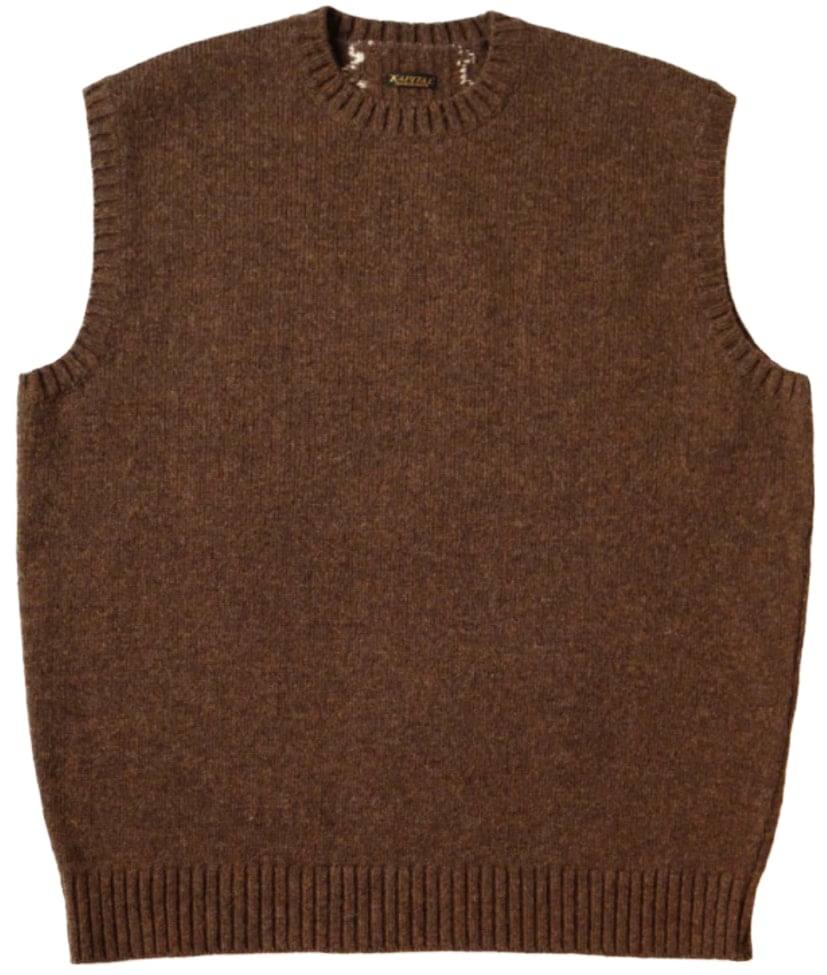 Kapital 'Brown' 5G Wool Bone Sweater Vest